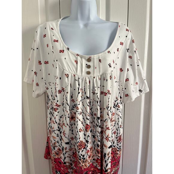 Women's Casual Round Neck Short Sleeve Tunic Top for Leggings Loose Blouse Shirt - Picture 2 of 8